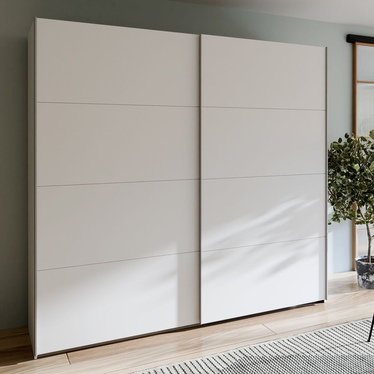 Core vaatekaappi liukuovilla 220,1x210x61 cm valkoinen